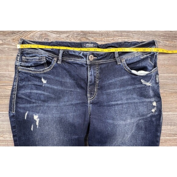 Silver Jeans Suki Denim Capri Blue Jeans Stretch Distressed Women's Plus Size 20 - Picture 6 of 12